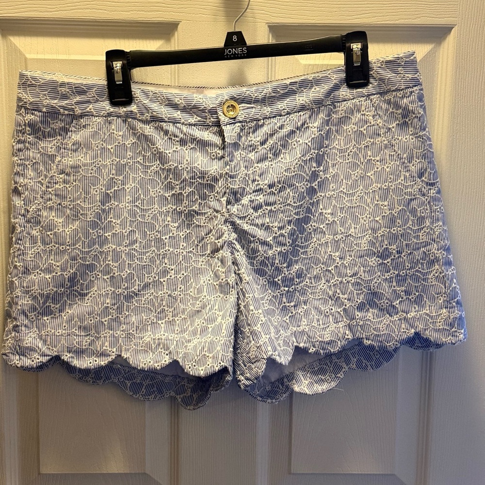 Lilly Pulitzer Blue and White Lace Bermuda Shorts